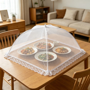 Food <b>Cover</b> <b>Table</b> <b>Cover</b> Foldable Polyester Washable Household Use Large Size - Product Image 4