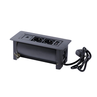 Prise de courant de bureau escamotable manuelle avec 2 prises CA et 2 chargeurs USB avec interrupteur pour bureau et salle de réunion