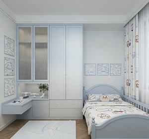 Ensemble de garde-robe pour chambre d'enfant sur le thème de Cinnamoroll 2026 avec porte en verre et bureau intégré - Product Image 5