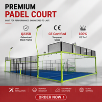 Grand terrain de padel panoramique commercial pour usage extérieur et intérieur, terrain de paddle-tennis avec verre trempé de 12 mm, fabricant chinois pour le padel