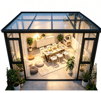 Kit de véranda en alliage d'aluminium avec toit en verre trempé double, écologique, anti-corrosion, pour balcon d'appartement, patio, cour arrière