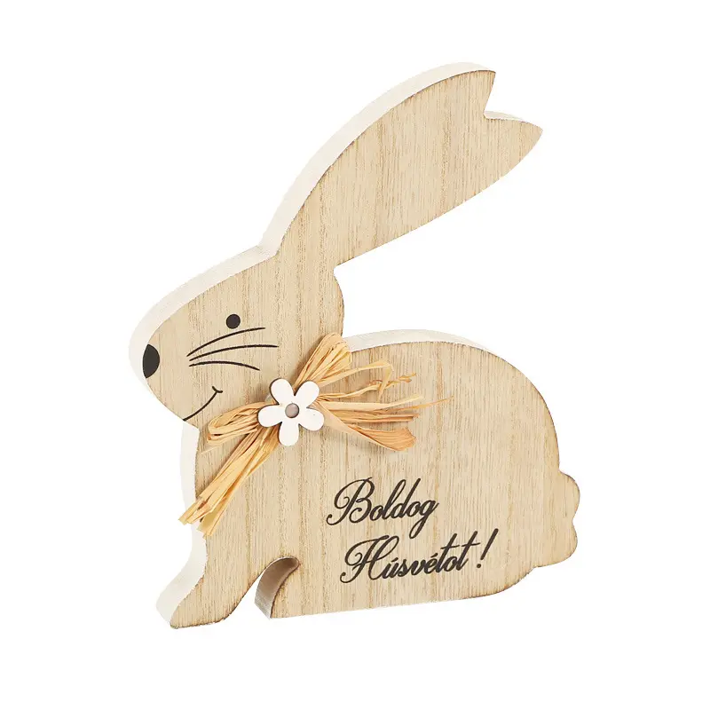 Most Selling Easter Decoration 2024 Easter Bunny Rabbit Spring Wooden Table Sign Ornaments Indoor MDF Decor