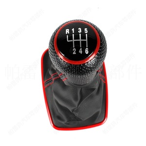 Levier de vitesses en cuir pour Volkswagen Golf 4, 6 vitesses, surpiqûres rouges, design ergonomique - Product Image 5