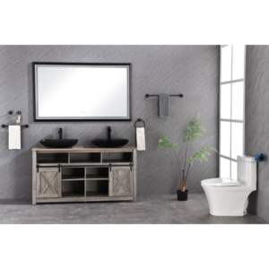 DB 72 pulgadas. W x 36 pulgadas. H Rectangular LED Espejo de gran tamaño Negro Enmarcado Anti-Fog Regulable Montaje en pared para baño Solo Pickup - Product Image 1