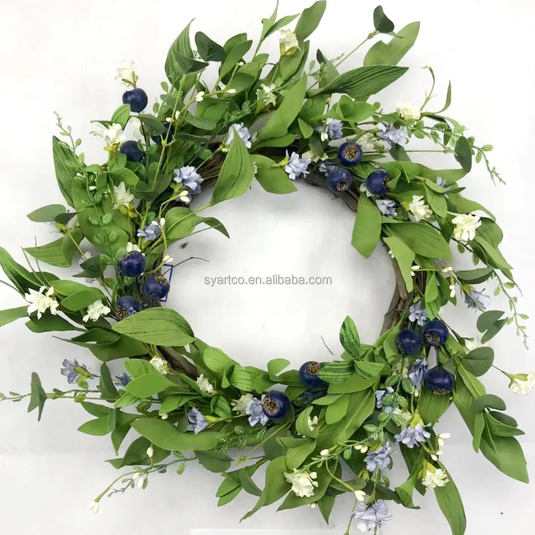 SYART Artificial Flowers Green Leaves Boxwood Farmhouse Greenery Summer Wreath Hanging Wall Window Party Decoration