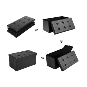 Rangement en cuir Pliable Repose-pieds Pour Banc Coffre De Rangement Repose-pieds <span class=keywords><strong>Table</strong></span> Basse Rembourré Tabouret De Rangement - Product Image 4