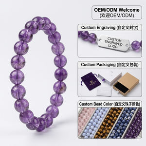 Bracciale con perline in pietra naturale di Avventurina e Ametista, 7 <span class=keywords><strong>Chakra</strong></span>, 6/8/10 mm, per cristalloterapia, unisex, personalizzabile all'ingrosso - Product Image 3