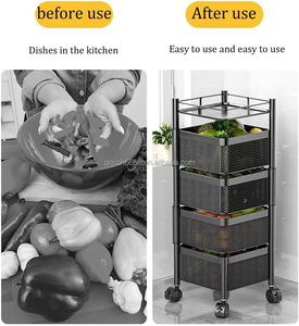 Étagère à cadre en métal à 5 couches étagère rotative étagère de <span class=keywords><strong>rangement</strong></span> de cuisine carrée rotative étagère verticale chariot de <span class=keywords><strong>rangement</strong></span> sur roues - Product Image 5