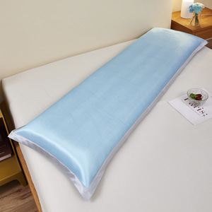 Cooling Ice Silk Long Pillowcase 1.5M Rectangle Plain <b>Light</b> Gray Home Couple Use - Product Image 4