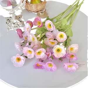 Vendita Calda Fiori di Papavero Artificiali di Alta Qualità in Seta per Decorazione Casa - Product Image 1