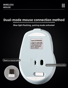 Mini <span class=keywords><strong>souris</strong></span> optique sans fil USB 2.4G+BT, réglable 800-1600DPI, 4 boutons, rechargeable, design ergonomique pour ordinateur de bureau/portable - Product Image 2