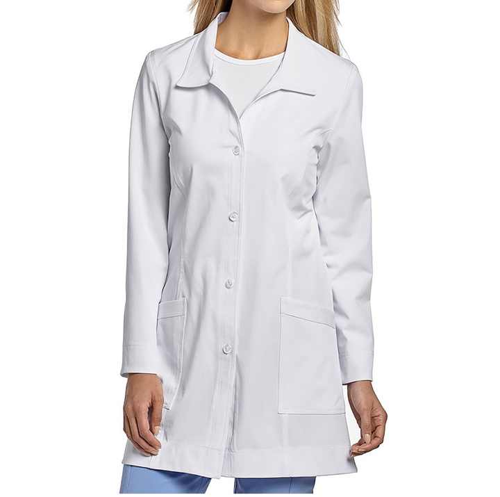 Women's Multi Layered Pockets White Lab Coat Women's Modern Lab Coat ...