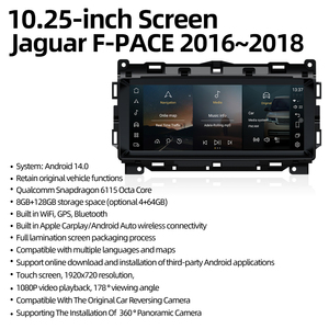 Para <span class=keywords><strong>Jaguar</strong></span> <span class=keywords><strong>F</strong></span>-<span class=keywords><strong>PACE</strong></span> 2016-2018, Pantalla Táctil Android de 10.25 Pulgadas, GPS, CarPlay Inalámbrico, Auto DSP, Navegación, Radio Multimedia, Actualización <span class=keywords><strong>X761</strong></span> - Product Image 2