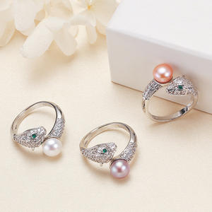 แหวนไข่มุกน้ำจืดสไตล์ชาติพันธุ์และสร้อยคอเพชรพลอยสดๆ สดใหม่ ถ่ายทอดสดจากแผงขายของจูจี้ - Product Image 1