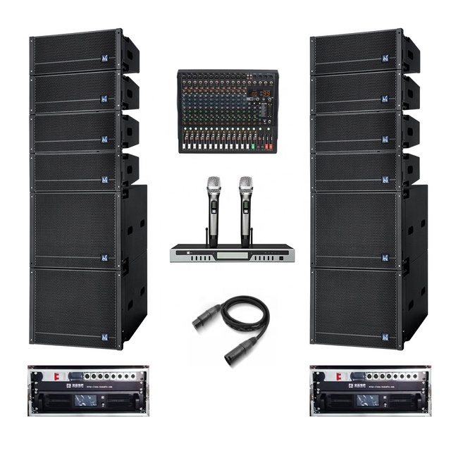 Hzaudio LA-2208 8+4 Dual 8" Line Array Speaker 18" Subwoofer DJ Sound System Neodymium Magnet 350W 800 Audience