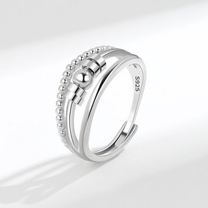 Best Selling Lucky Anxiety Rotating Beads <b>Ring</b> Adjustable Copper Rhodium Plated <b>Stress</b> Relief Jewelry For Women - Product Image 2