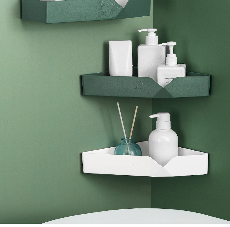 Toilet Kitchen Adhesive Corner Shelf Storage Wall Mounted Bathroom Storage Rack
