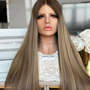 Perruques européennes vierges de luxe 100% personnalisées, perruques casher juives, transparentes sans colle, pour ligne de cheveux pré-plumée sur le devant - Product Image 1