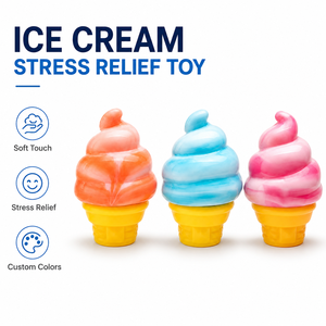 Juguete Antiestrés de Espuma PU Suave y Blanda con Forma de Helado, Juguete Sensorial para Apretar, Juguete Antiestrés para Escritorio, Regalo para Niños y Adultos - Product Image 1