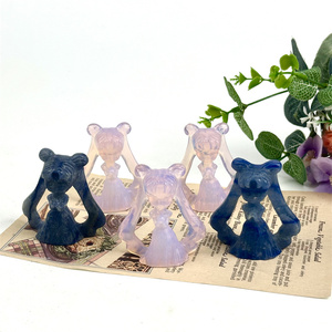 Piccolo cartone animato carino intaglio <span class=keywords><strong>di</strong></span> cristallo artigianato <span class=keywords><strong>rosa</strong></span> opale blu avventurina marinaio <span class=keywords><strong>luna</strong></span> <span class=keywords><strong>pietra</strong></span> per la decorazione - Product Image 2