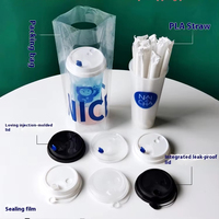 Personnalisable 500ml jetable PP Blister tasse avec couvercles pailles gobelets en plastique transparent bulle lait thé boissons 90mm diamètre