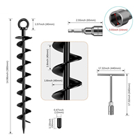 Kit d'ancrage robuste, ancre spirale métallique de 15 pouces résistante au vent fort, idéale pour abris, tentes, garages, et l'ancrage d'animaux