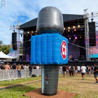 Microphone gonflable géant LED de 3 m, modèle de micro personnalisé avec logo, équipement musical, accessoire gonflable pour festival/événement/concert