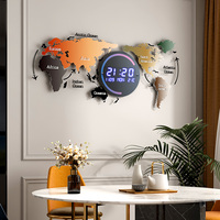 Reloj de Pared de Diseño Nórdico para el Hogar, Reloj de Pared Moderno y Minimalista, Reloj de Pared Creativo con Mapa del Mundo para Sala de Estar