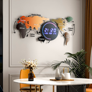 Hiện đại tối giản Đồng hồ treo tường phòng khách sáng tạo bản đồ thế giới nhà thời trang đồng hồ treo tường Bắc Âu ánh sáng sang trọng đồng hồ treo tường - Product Image 2
