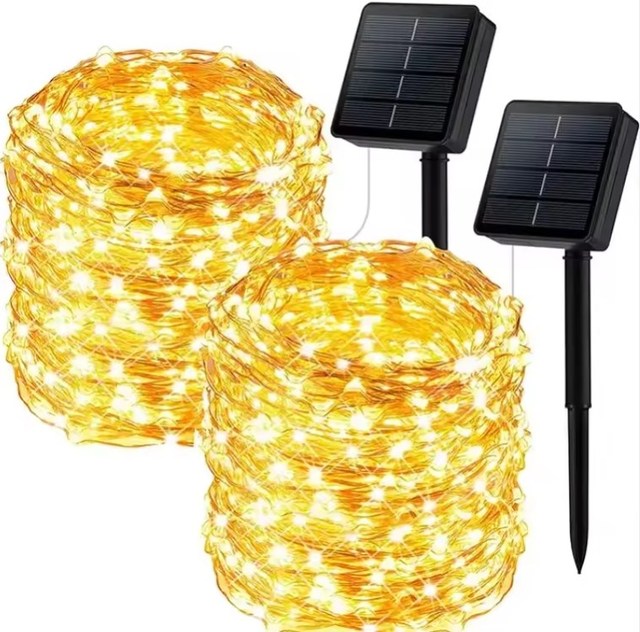 Hot Selling 100LED Solar PVC Wire String Lights Outdoor Waterproof IP44 Rating for Holiday Courtyard Decorations