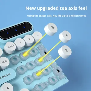 คีย์บอร์ดเกมมิ่งแบบมีสาย ไฟสามสีแบบประกบกัน ให้ความรู้สึกเหมือนคีย์บอร์ดแบบกลไก อุปกรณ์เสริมคอมพิวเตอร์ตั้งโต๊ะ - Product Image 4