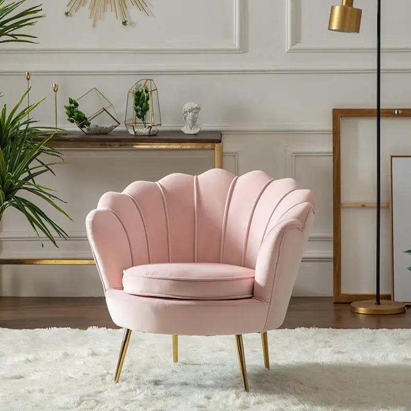 Unique And Versatile Beautiful Style Soft Velvet Upholstery Seashell Back Accent Arm Chair