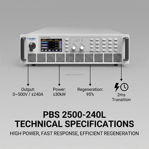 Alimentation programmable bidirectionnelle PBS 2500-240L 30kW 500V pour système de stockage d'énergie à grande échelle et test de cycle de batterie - Product Image 2