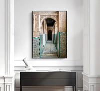 Affiche d'art mural sur toile avec impression d'arche de couloir de style marocain, pour la décoration de salon, esthétique