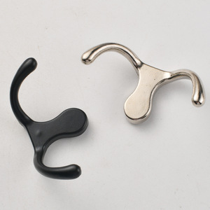 Wenzhou Platinum Link Wall Mount Metal <b>Clothes</b> Hook Minimalist Design Black And Silver Dual Hook For Wardrobe Hat <b>Storage</b> - Product Image 2
