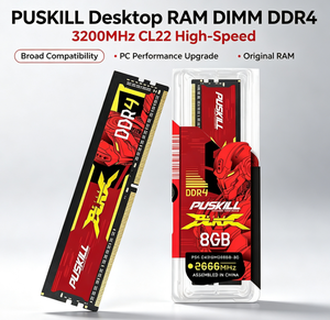 PUSKILL การอัปเกรดประสิทธิภาพของพีซี หน่วยความจำเดสก์ท็อปแบบ DIMM DDR4 3200MHz CL22 ความเร็วสูง รองรับการใช้งานได้หลากหลาย หน่วยความจำเดสก์ท็อป - Product Image 1