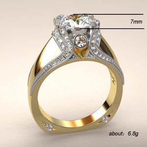 Anello a Corona Bicolore per Donne, Gioielli alla Moda Scintillanti in Tono Oro, Vendita all'Ingrosso - Product Image 5