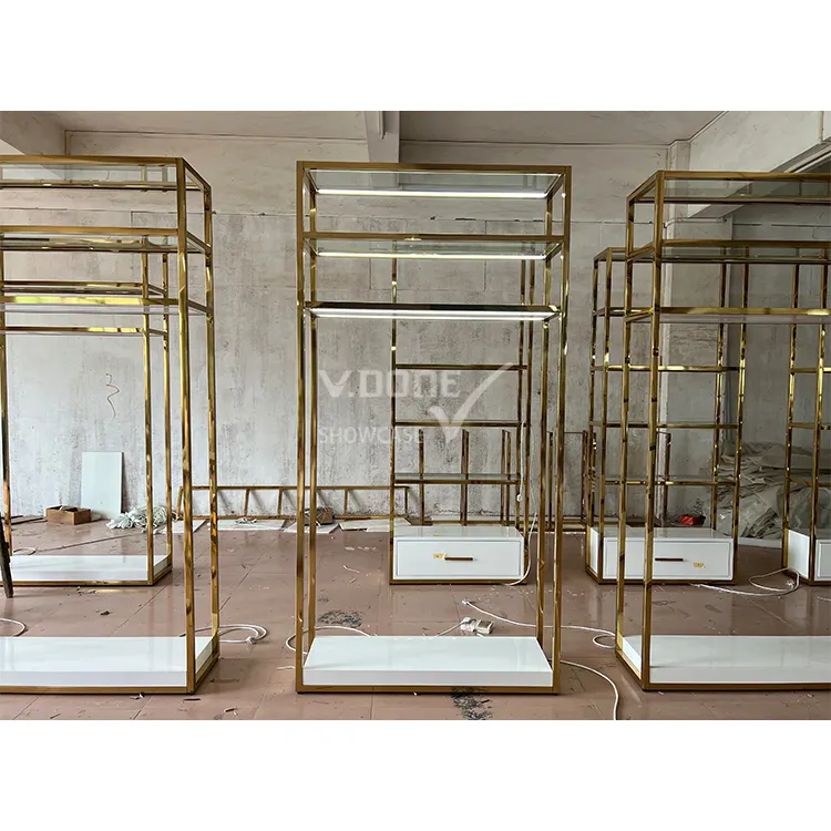 luxury boutique garment Clothes display racks display shelf stand for retail shop clothing store furniture with shelves