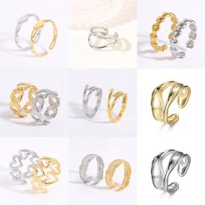 Bague ouverte en forme de cœur en acier inoxydable plaqué or 18 carats, style INS, cadeau de mode pour filles - Product Image 2