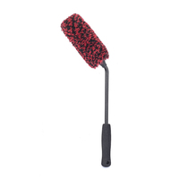 Brosse à roues incurvée en laine synthétique de 17 pouces pour le detailing automobile, sans métal, sans rayures et résistante aux produits chimiques, outil de lavage de voiture