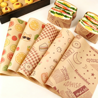 Papier d'emballage alimentaire résistant à l'huile, feuilles de papier imprimé anti-graisse pour l'emballage de hamburgers, poulet frit et collations