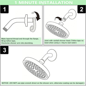 Brazo <span class=keywords><strong>de</strong></span> Ducha <span class=keywords><strong>de</strong></span> 6 Pulgadas <span class=keywords><strong>en</strong></span> Oro Rosa Cepillado, Ecológico, <span class=keywords><strong>de</strong></span> Alta Presión y Ahorro <span class=keywords><strong>de</strong></span> <span class=keywords><strong>Agua</strong></span>, con Salida Única, Montaje Moderno <span class=keywords><strong>en</strong></span> Pared para Cabezal <span class=keywords><strong>de</strong></span> Ducha - Product Image 4