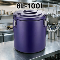 Ensemble de 3, 4 ou 5 pièces – Conteneur alimentaire isotherme rond en acier inoxydable de 5L à 100L pour distributeurs de services alimentaires (OEM)