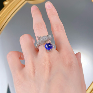 Nuovo argento S925 stile cinese l'anno del Loong anello 8*8mm blu tesoro torre di zucchero anello <span class=keywords><strong>originale</strong></span> anello gioielli da sposa - Product Image 6