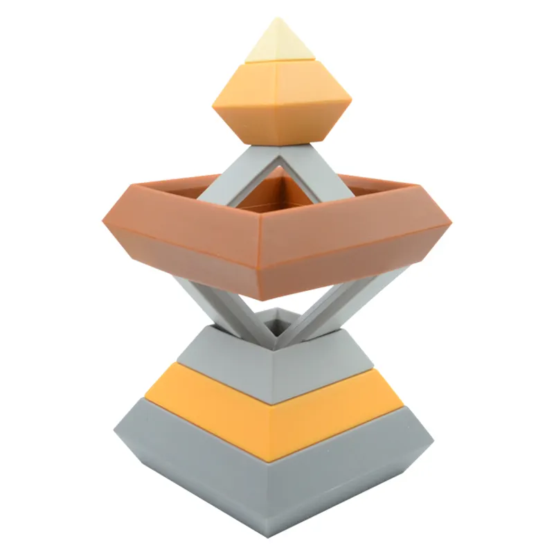 Custom Logo New Design Toddler Silicone Stacking Toys Pyramid Shape Educational Stacker
