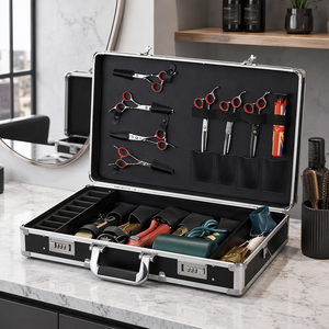 Valise de transport portable pour outils de coiffure en alliage d'aluminium avec boîte de rangement en panneau de densité ABS verrouillable - Product Image 2