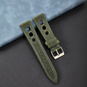 Bracelet de montre en cuir Crazy Horse pour homme, fait main, respirant, perforé, à libération rapide, bracelet de remplacement - Product Image 4