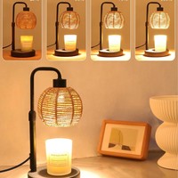 Lampe de table en rotin et lin, sans fumée, avec variateur de lumière, lumière d'ambiance, style européen et américain, lampe rétro