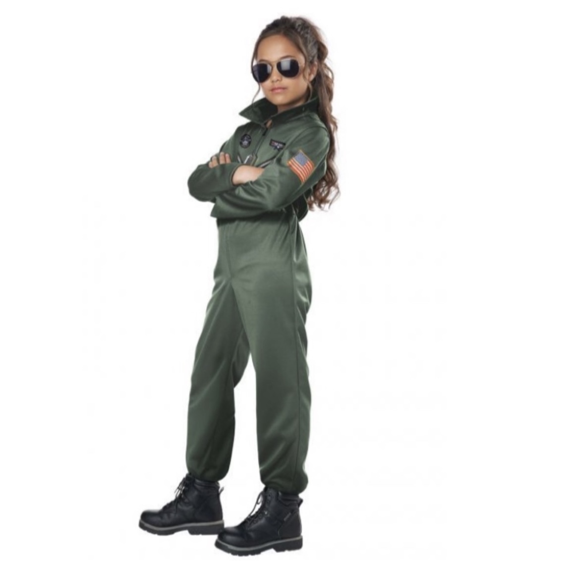 Kid Fighter Pilot Costume - Flight Suit Uniform With Hat For Boys & Girls, Maverick Halloween Costume