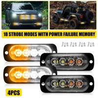 AUXITO 4PCS 4LED Feux de Grille Clignotants Stroboscopiques Blanc Ambre pour Camion 12W